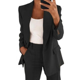 Fashion Women Blazer Jacket Autumn Casual Notched Collar Long Sleeve Business Office Lady Solid Blazers Jackets Coats Plus