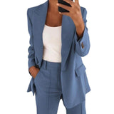 Fashion Women Blazer Jacket Autumn Casual Notched Collar Long Sleeve Business Office Lady Solid Blazers Jackets Coats Plus