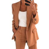 Fashion Women Blazer Jacket Autumn Casual Notched Collar Long Sleeve Business Office Lady Solid Blazers Jackets Coats Plus