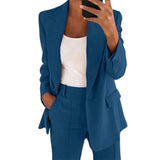 Fashion Women Blazer Jacket Autumn Casual Notched Collar Long Sleeve Business Office Lady Solid Blazers Jackets Coats Plus