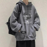Men's Hoodies Oversize Black Women Pullover Hooded Sweatshirt Male Loose Streetwear Printed Graphic Hoddies Harajuku White Gray