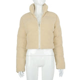 Sisterlinda Faux PU Leather Y2K Bubble Puffer Winter Warm Jacket Women Coats Long Sleeve Outerwear Zipper Casual Slim