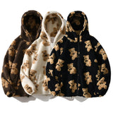 Cartoon Bear Lamb Wool Women's Winter Coats Hooded Jacket Casual Oversized Tops Clothes Women Jackets Cute Korean Coats Y2k