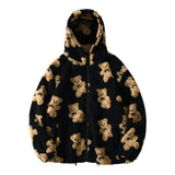 Cartoon Bear Lamb Wool Women's Winter Coats Hooded Jacket Casual Oversized Tops Clothes Women Jackets Cute Korean Coats Y2k