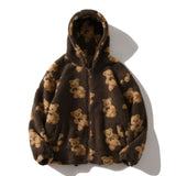 Cartoon Bear Lamb Wool Women's Winter Coats Hooded Jacket Casual Oversized Tops Clothes Women Jackets Cute Korean Coats Y2k