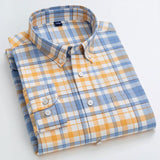 Nukty 100% Cotton Oxford Shirts For Man Long Sleeve Soft New Checked Button-down Regular Fit Plaid Casual Solid Shirt Plus Size5XL6XL
