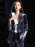 High Quality Velvet Elegant Wine Women Business Suits with Pants and Jackets Coat Autumn Winter OL Styles Pantsuits Blazers Set