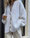 Autumn Winter V-Neck Loose Cardigans Women Single Breasted Casual Oversized Sweater Female Long Sleeve Knitted Jumpers