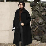 Women's Woolen Coat Korean Style Loose and Thin Woolen Coat Mid-length Over-the-knee Coat Hepburn Wind Winter Coat Autumn