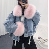 Autumn Winter Women Jacket Coat Warm Faux Fur Short Jean Jackets Ladies Fashion Denim Outwear Thicken Clothes