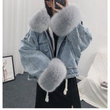 Autumn Winter Women Jacket Coat Warm Faux Fur Short Jean Jackets Ladies Fashion Denim Outwear Thicken Clothes
