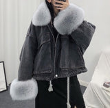Autumn Winter Women Jacket Coat Warm Faux Fur Short Jean Jackets Ladies Fashion Denim Outwear Thicken Clothes