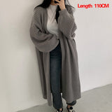Cardigan Women Long Knitted Casual Vintage Loose Sweater Coat Solid Oversized Sweater Korean Fashion Female Cardigans