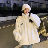 Winter Thicken Warm Loose Lamb Wool Sweatershirt Oversized Women Korean Teddy Fleece Female Jackets Fashion Causal Coats Clothes