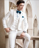 Classic Style One Button Ivory Groom Tuxedos Groomsmen Men's Wedding Prom Suits Bridegroom (Jacket+Pants+Vest+Tie) K:936