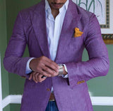 Nukty Purple Men's Linen Suits Summer Beach Jacket Slim Fit Suits For Men Tuxedo Groom Suits For Men Wedding Groomsman 1 PC