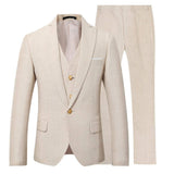 Mens 3 Piece Linen Suit Set Blazer Jacket Tux Vest Suit Pants Formal Business New