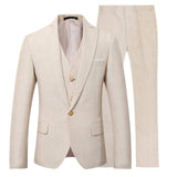 Mens 3 Piece Linen Suit Set Blazer Jacket Tux Vest Suit Pants Formal Business New