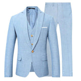 Mens 3 Piece Linen Suit Set Blazer Jacket Tux Vest Suit Pants Formal Business New