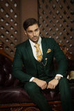 Custom Made Dark Green Suits For Men 3-piece (Jacket + Pants +Vest +Tie) Casual Wedding Groom Jacket Tuxedos Fit Men For Wedding