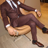 Custom Made Brown Mens Wedding Prom Party Suits Dinner Blazer 2 Pieces Bridegroom Tuxedos Best Man Suit terno masculino