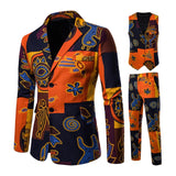 Mens Suits 3 Piece National Style Men's Wedding Suit Slim Fit African Bohemian Blazer Vest Pants  for Party Business