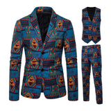 Mens Suits 3 Piece National Style Men's Wedding Suit Slim Fit African Bohemian Blazer Vest Pants  for Party Business