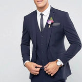 Navy Blue Wedding Suits For Men Best Man Blazer Tuxedos Groom 3 Pieces Business Men Suits Terno Masculino (Jacket+Pants+Vest）