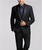 (Jacket+Pant)Bespoke Fashion Black Men Suits Tuxedos Wedding Suit for man groom best man Party Prom Blazer costume homme terno