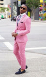 Hot Pink Casual Men Suit Daily Work Wear Skinny Party Tuxedo Topic Wedding Tuxedos Terno Masculino (Jacket+Pants)