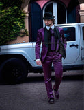 Men Tuxedos Wedding Suits Men Purple Groom Tuxedos Mens Suit groomsmen Suit Jacket+Pants+Tie custom made