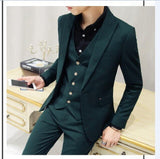 Latest Coat Pant Designs Dark Green Men Suit Groom Tuxedo Slim Fit Skinny 3 Piece Suits Custom Prom Blazer Terno Masuclino