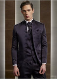 Groom Tuxedos Best Man Groomsmen Tailcoat Wedding Men Suits Notch Lapel Performance Suit Black White Jacket+Pants+Tie+Vest