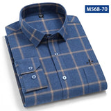 Nukty Camisa Social Masculina Men's Cotton Plaid Casual Shirt Pocket Long Sleeve Standard-fit Comfortable Shirts Slim Fit