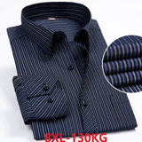 big sales autumn long sleeve striped shirt men plus size 8XL casual navy blue shirt pockets cotton oversize big size shirt loose