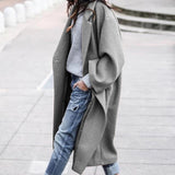 Woolen Coat Women Turndown Collar Casual Long Solid Color Buttons Warm Woolen Jacket Fashion Ladies Overcoat Street Shot