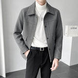 Nukty High Quality Winter Solid Color Woolen Jacket Men Casual Business Trench Coat All-match Social Men Clothing Streetwear Overcoat