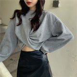 Autumn Long Sleeve Fashion Women Hoodie Korean Style White Loose Short Sweatshirt Tops New Kawaii Blouses for Girls