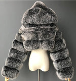 Fashion Autumn Winter High Quality Faux Fox Fur Coat Women Vintage Long Sleeve with Cap Slim Short Jackets Furry Coat Femme