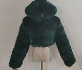 Fashion Autumn Winter High Quality Faux Fox Fur Coat Women Vintage Long Sleeve with Cap Slim Short Jackets Furry Coat Femme