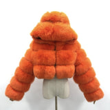 Fashion Autumn Winter High Quality Faux Fox Fur Coat Women Vintage Long Sleeve with Cap Slim Short Jackets Furry Coat Femme