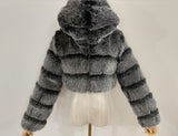 Fashion Autumn Winter High Quality Faux Fox Fur Coat Women Vintage Long Sleeve with Cap Slim Short Jackets Furry Coat Femme