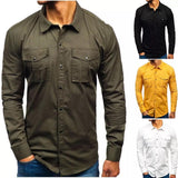New autumn/Winter foreign trade shirt cargo shirt Man multi-pocket cargo long sleeve pure color cotton shirt