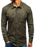 New autumn/Winter foreign trade shirt cargo shirt Man multi-pocket cargo long sleeve pure color cotton shirt