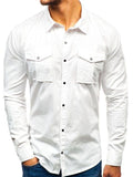 New autumn/Winter foreign trade shirt cargo shirt Man multi-pocket cargo long sleeve pure color cotton shirt