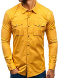New autumn/Winter foreign trade shirt cargo shirt Man multi-pocket cargo long sleeve pure color cotton shirt