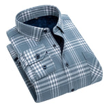 Men New 100% Cotton Plus Velvet Flannel Long Sleeve Check Shirts Men Casual Warm Clothes Winter Thick Warm Shirts