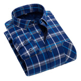 Men New 100% Cotton Plus Velvet Flannel Long Sleeve Check Shirts Men Casual Warm Clothes Winter Thick Warm Shirts