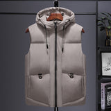 New Men's Sports Vest Autumn and Winter Fashion Slim Sleeveless Cotton Clothes Thickened Hooded Large Men Vest visual kei