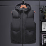 New Men's Sports Vest Autumn and Winter Fashion Slim Sleeveless Cotton Clothes Thickened Hooded Large Men Vest visual kei